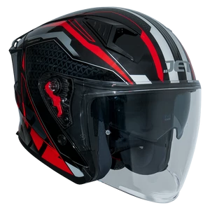 Jet LEAD NOVA bukósisak - Fekete-Piros-Szürke - 2XL