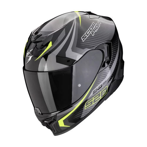 Scorpion bukósisak Exo-520 Evo Air Terra - fekete-ezüst-neon sárga - M